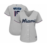Women's Miami Marlins #18 Neil Walker Replica Grey Road Cool Base Baseball Jersey