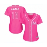 Women's Miami Marlins #18 Neil Walker Replica Pink Fashion Cool Base Baseball Jersey