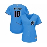 Women's Miami Marlins #18 Neil Walker Replica Blue Alternate 1 Cool Base Baseball Jersey