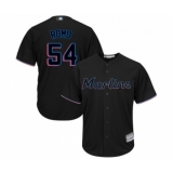 Youth Miami Marlins #54 Sergio Romo Replica Black Alternate 2 Cool Base Baseball Jersey