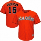 Youth Majestic Miami Marlins #15 Brian Anderson Replica Orange Alternate 1 Cool Base MLB Jersey