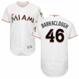 Men's Majestic Miami Marlins #46 Kyle Barraclough White Home Flex Base Authentic Collection MLB Jersey