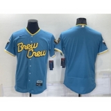 Men's Milwaukee Brewers Blank Number Blue 2022 City Connect Flex Base Stitched Jersey