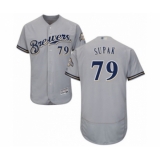 Men's Milwaukee Brewers #79 Trey Supak Grey Road Flex Base Authentic Collection Baseball Player Jersey