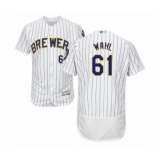 Men's Milwaukee Brewers #61 Bobby Wahl White Home Flex Base Authentic Collection Baseball Player Jersey