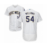 Men's Milwaukee Brewers #54 Taylor Williams White Home Flex Base Authentic Collection Baseball Player Jersey