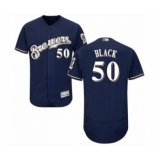 Men's Milwaukee Brewers #50 Ray Black Navy Blue Alternate Flex Base Authentic Collection Baseball Player Jersey