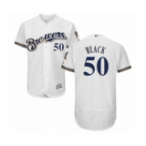 Men's Milwaukee Brewers #50 Ray Black White Alternate Flex Base Authentic Collection Baseball Player Jersey