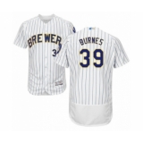 Men's Milwaukee Brewers #39 Corbin Burnes White Home Flex Base Authentic Collection Baseball Player Jersey