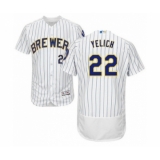Men's Milwaukee Brewers #22 Christian Yelich White Alternate Flex Base Authentic Collection Baseball Player Jersey