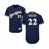Men's Milwaukee Brewers #22 Christian Yelich Navy Blue Alternate Flex Base Authentic Collection Baseball Player Jersey