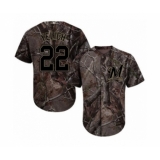 Men's Milwaukee Brewers #22 Christian Yelich Authentic Camo Realtree Collection Flex Base Baseball Player Jersey