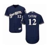Men's Milwaukee Brewers #12 Tyrone Taylor Navy Blue Alternate Flex Base Authentic Collection Baseball Player Jersey