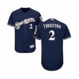 Men's Milwaukee Brewers #2 Trent Grisham Navy Blue Alternate Flex Base Authentic Collection Baseball Player Jersey