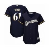 Women's Milwaukee Brewers #61 Bobby Wahl Authentic Navy Blue Alternate Cool Base Baseball Player Jersey