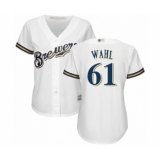 Women's Milwaukee Brewers #61 Bobby Wahl Authentic White Home Cool Base Baseball Player Jersey