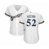 Women's Milwaukee Brewers #52 Jimmy Nelson Authentic White Home Cool Base Baseball Player Jersey