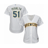 Women's Milwaukee Brewers #51 Freddy Peralta Authentic White Alternate Cool Base Baseball Player Jersey