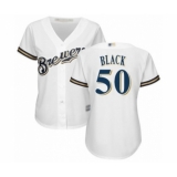 Women's Milwaukee Brewers #50 Ray Black Authentic White Home Cool Base Baseball Player Jersey