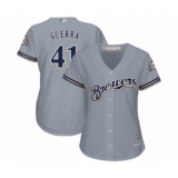 Women's Milwaukee Brewers #41 Junior Guerra Authentic Grey Road Cool Base Baseball Player Jersey