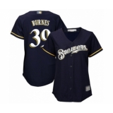 Women's Milwaukee Brewers #39 Corbin Burnes Authentic Navy Blue Alternate Cool Base Baseball Player Jersey