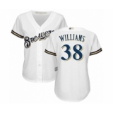 Women's Milwaukee Brewers #38 Devin Williams Authentic White Home Cool Base Baseball Player Jersey