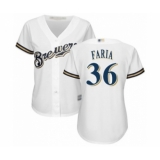 Women's Milwaukee Brewers #36 Jake Faria Authentic White Home Cool Base Baseball Player Jersey