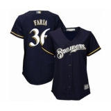 Women's Milwaukee Brewers #36 Jake Faria Authentic Navy Blue Alternate Cool Base Baseball Player Jersey