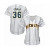 Women's Milwaukee Brewers #36 Jake Faria Authentic White Alternate Cool Base Baseball Player Jersey