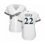 Women's Milwaukee Brewers #22 Christian Yelich Authentic White Home Cool Base Baseball Player Jersey