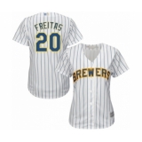 Women's Milwaukee Brewers #20 David Freitas Authentic White Alternate Cool Base Baseball Player Jersey