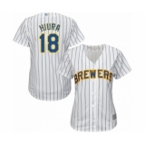 Women's Milwaukee Brewers #18 Keston Hiura Authentic White Alternate Cool Base Baseball Player Jersey
