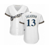 Women's Milwaukee Brewers #13 Tyler Saladino Authentic White Home Cool Base Baseball Player Jersey