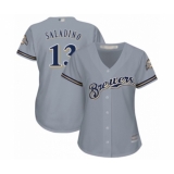Women's Milwaukee Brewers #13 Tyler Saladino Authentic Grey Road Cool Base Baseball Player Jersey