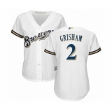 Women's Milwaukee Brewers #2 Trent Grisham Authentic White Home Cool Base Baseball Player Jersey