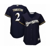Women's Milwaukee Brewers #2 Trent Grisham Authentic Navy Blue Alternate Cool Base Baseball Player Jersey