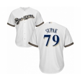 Youth Milwaukee Brewers #79 Trey Supak Authentic White Home Cool Base Baseball Player Jersey