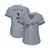 Women's Milwaukee Brewers #2 Trent Grisham Authentic Grey Road Cool Base Baseball Player Jersey