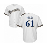 Youth Milwaukee Brewers #61 Bobby Wahl Authentic White Home Cool Base Baseball Player Jersey
