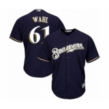 Youth Milwaukee Brewers #61 Bobby Wahl Authentic Navy Blue Alternate Cool Base Baseball Player Jersey