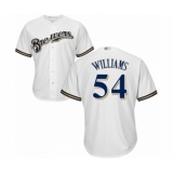 Youth Milwaukee Brewers #54 Taylor Williams Authentic White Home Cool Base Baseball Player Jersey