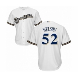 Youth Milwaukee Brewers #52 Jimmy Nelson Authentic White Home Cool Base Baseball Player Jersey