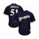 Youth Milwaukee Brewers #51 Freddy Peralta Authentic Navy Blue Alternate Cool Base Baseball Player Jersey