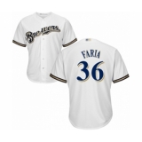 Youth Milwaukee Brewers #36 Jake Faria Authentic White Home Cool Base Baseball Player Jersey