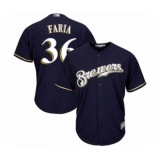 Youth Milwaukee Brewers #36 Jake Faria Authentic Navy Blue Alternate Cool Base Baseball Player Jersey