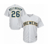 Youth Milwaukee Brewers #26 Jacob Nottingham Authentic White Alternate Cool Base Baseball Player Jersey