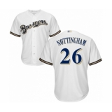 Youth Milwaukee Brewers #26 Jacob Nottingham Authentic White Home Cool Base Baseball Player Jersey