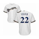 Youth Milwaukee Brewers #22 Christian Yelich Authentic White Home Cool Base Baseball Player Jersey