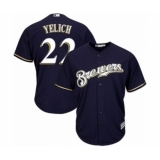 Youth Milwaukee Brewers #22 Christian Yelich Authentic Navy Blue Alternate Cool Base Baseball Player Jersey