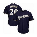 Youth Milwaukee Brewers #20 David Freitas Authentic Navy Blue Alternate Cool Base Baseball Player Jersey